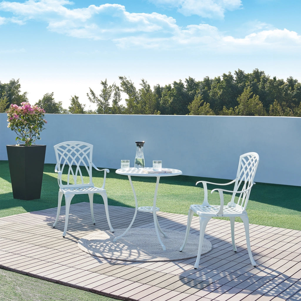 Set da Bistrot Vena in Alluminio 2 Sedie e Tavolo Rotondo - Bianco casa.pro