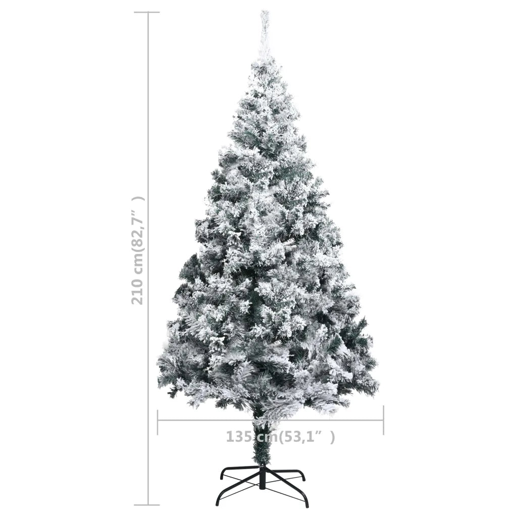 Albero di Natale | Decorazioni natalizie Artificiale con Neve Fioccata Verde 210 cm PVC