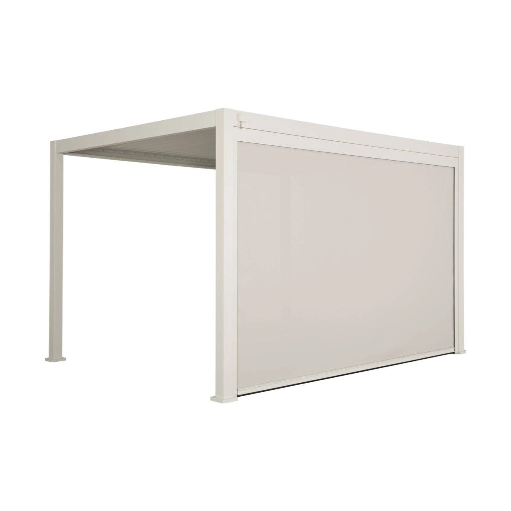 Pergola bioclimatica 3x4m in alluminio + tenda da sole 4m, beige