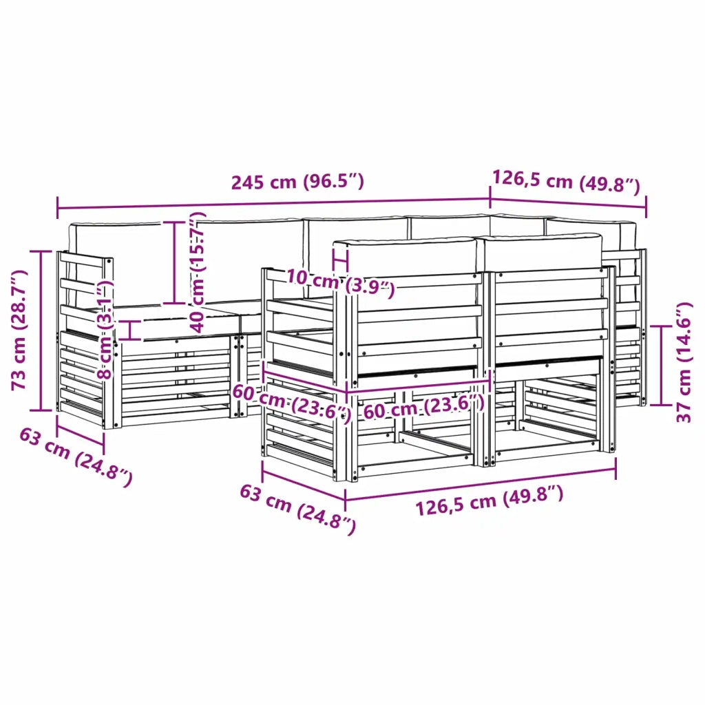 Set di divani da esterno 7 pz Naturale e Crema Poliestere 3374950