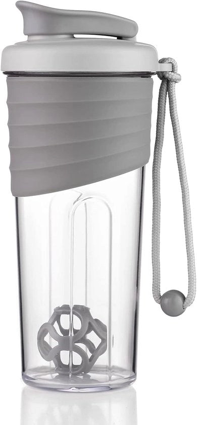 Shaker per Fitness - Con Shakebal - 700 ml - Per proteine in polvere - Bicchieri per proteine premium - Per shaker fitness cremosi - grigio