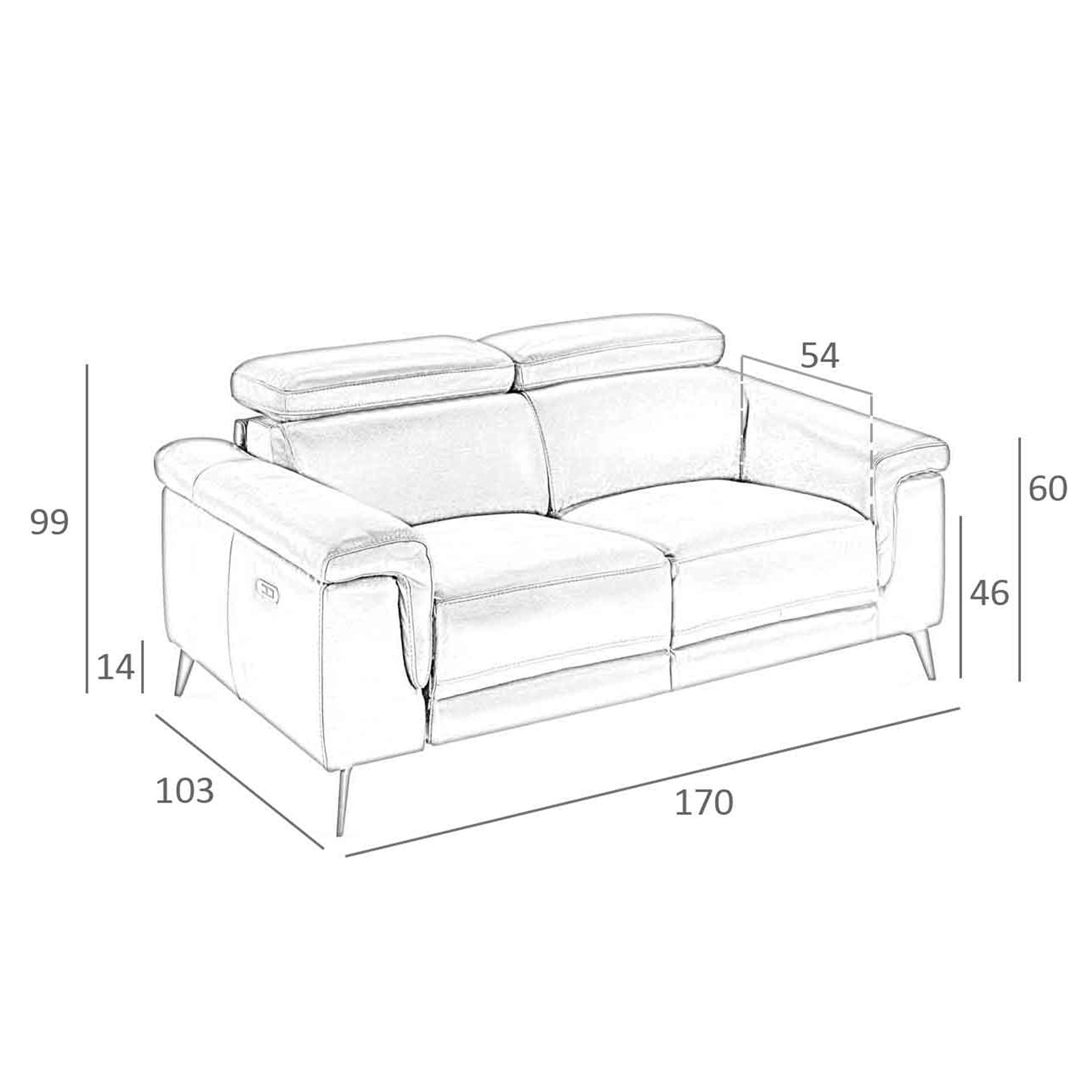 Divano relax a 2 posti in pelle marrone cioccolato