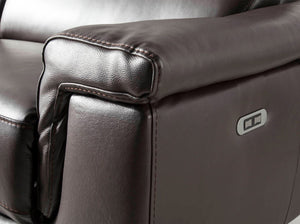 Divano relax a 2 posti in pelle marrone cioccolato