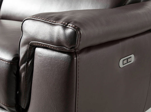 Divano relax a 2 posti in pelle marrone cioccolato