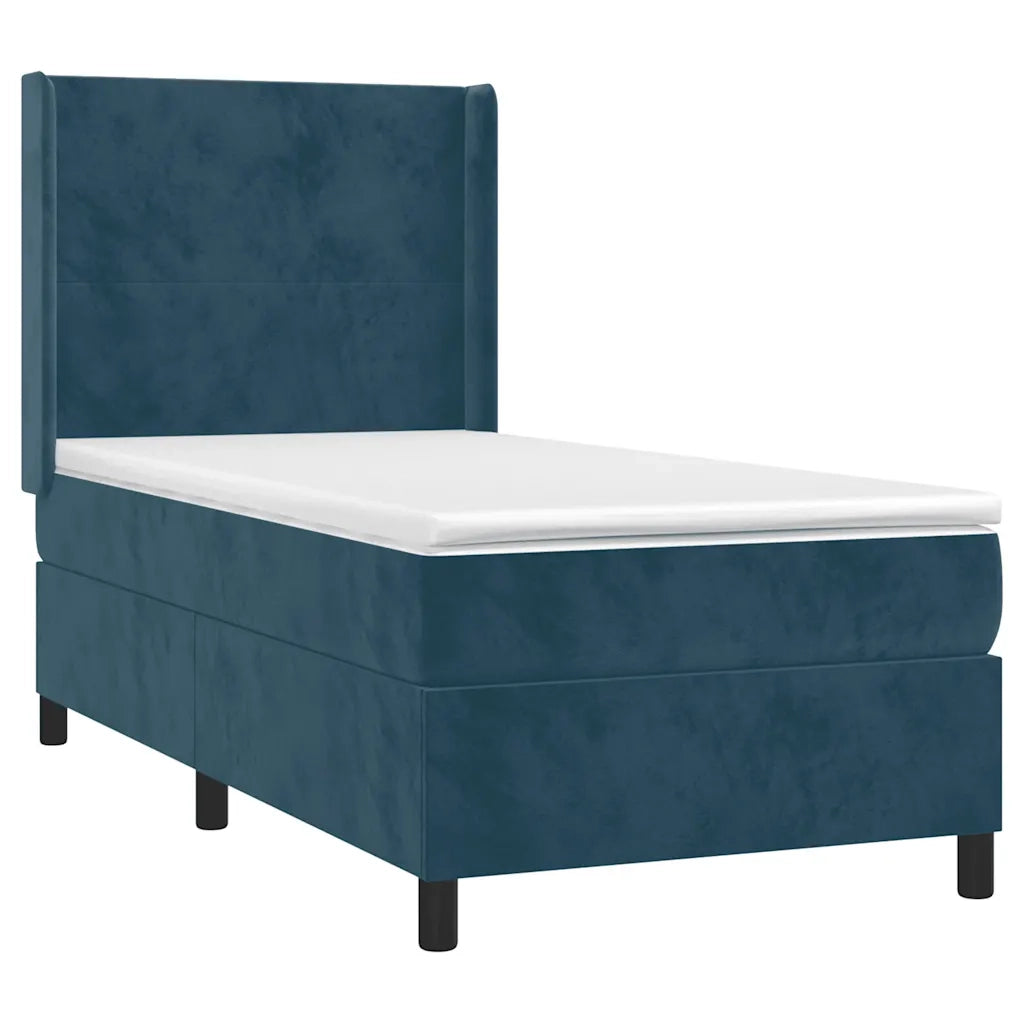 Letto a Molle con Materasso e LED Blu Scuro 80x200cm in Vellutocod mxl 75423