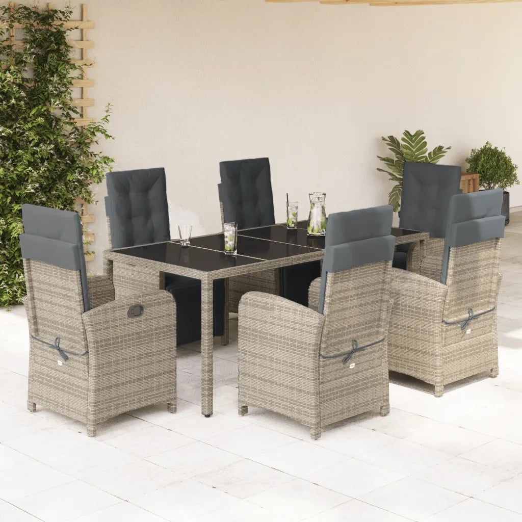 Set da Pranzo da Giardino 7 pz con Cuscini in Polyrattan Grigio 3212466