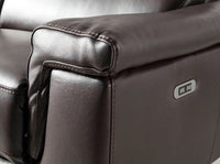 Divano relax a 3 posti in pelle marrone cioccolato