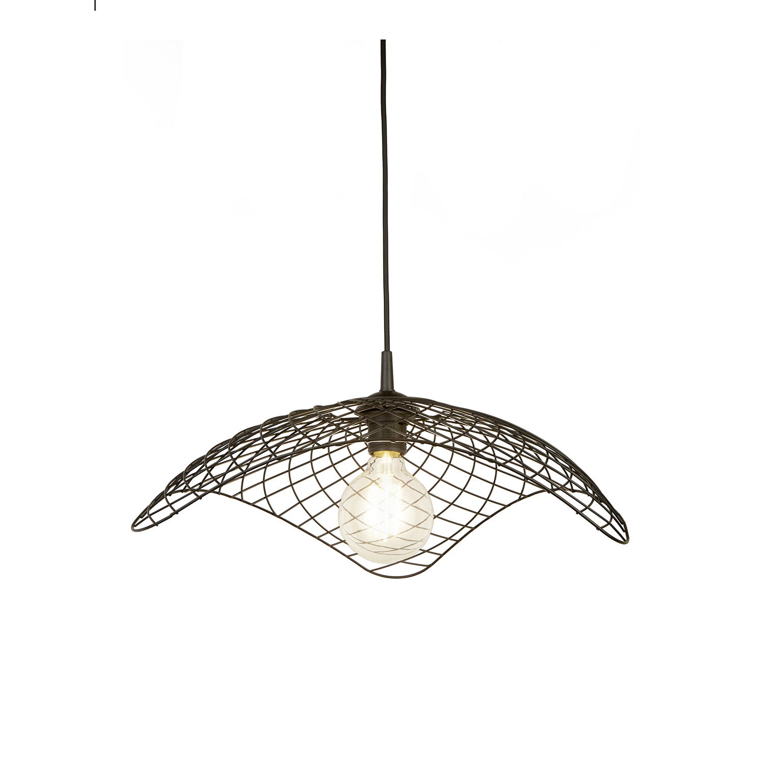 Sospensione Industrial-Nordico Parachute Acciaio Nero 1 Luce E27