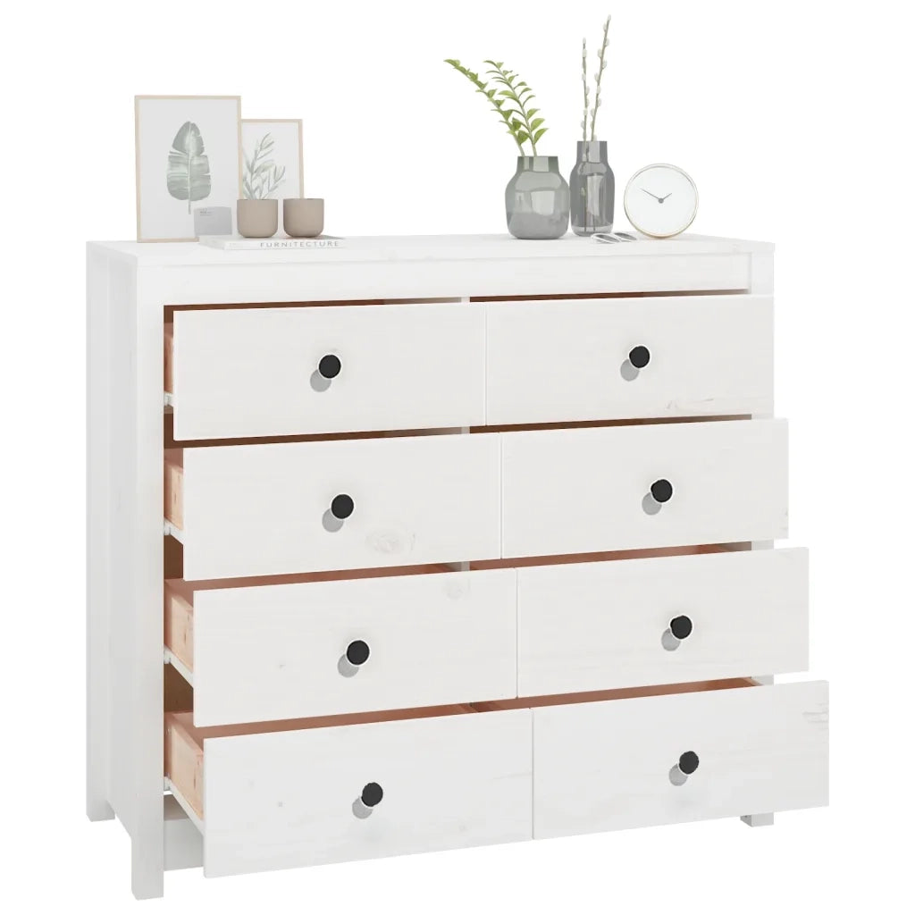 Armadietto Bianco 100x40x90 cm in Legno Massello di Pino CFW3978241