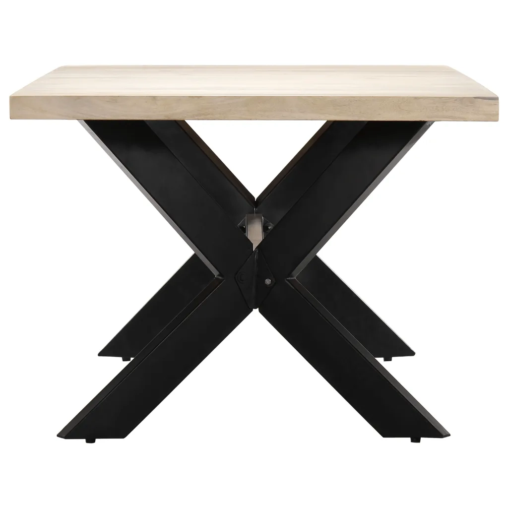 Tavolo da Pranzo Bianco 200x100x75 cm Legno Massello di Mango 247428