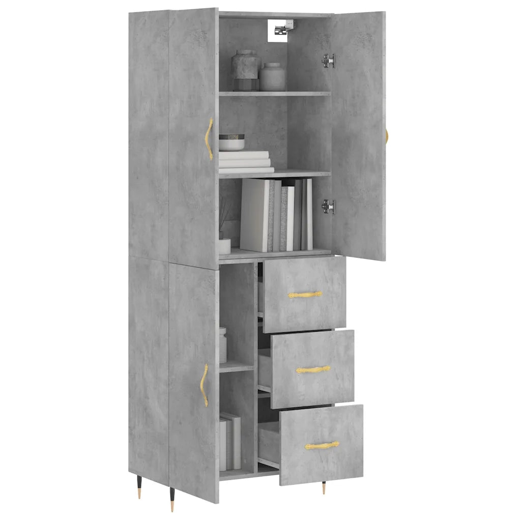 vidaXL Credenza Grigio Cemento 69,5x34x180 cm in Legno Multistrato