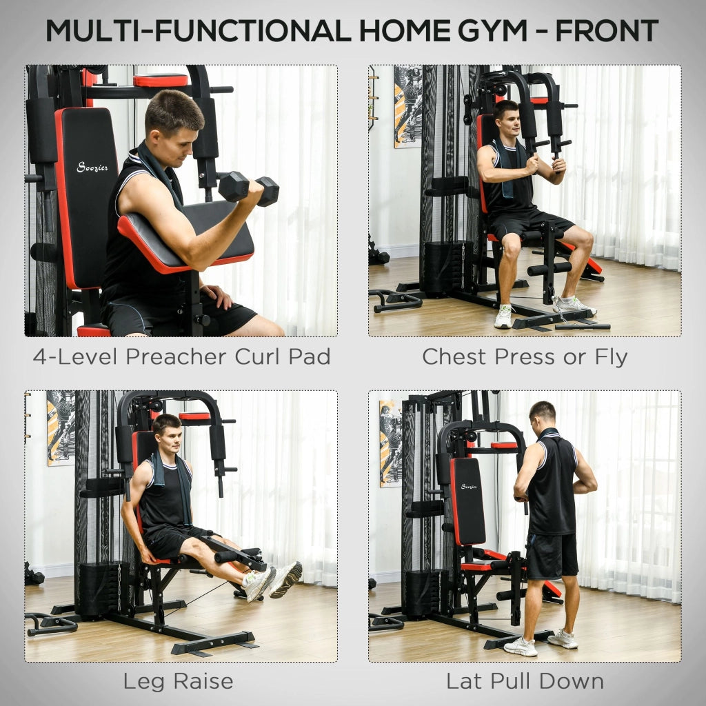 Stazione Fitness Multifunzione 225x175x200 cm in Acciaio e PU Nero