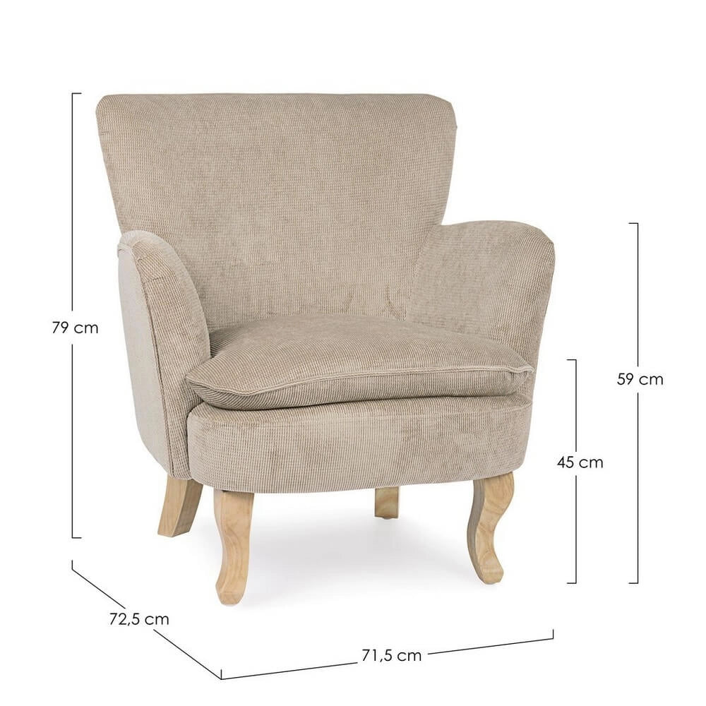 Poltrona in Velluto Capitonné con Braccioli e Gambe in Legno - ORSON