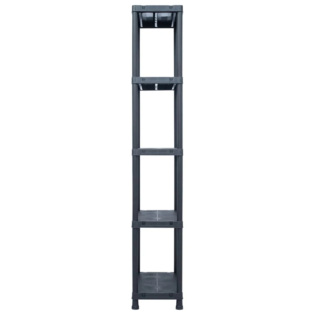 Ripiani portaoggetti da 5 pezzi capacità 125 kg 60 x 30 x 180 cm plastica nera 02_0000673