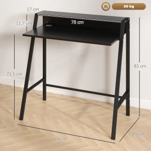SCRIVANIA Computer 84x45x85 cm MDF Nero con ripiano e passacavi