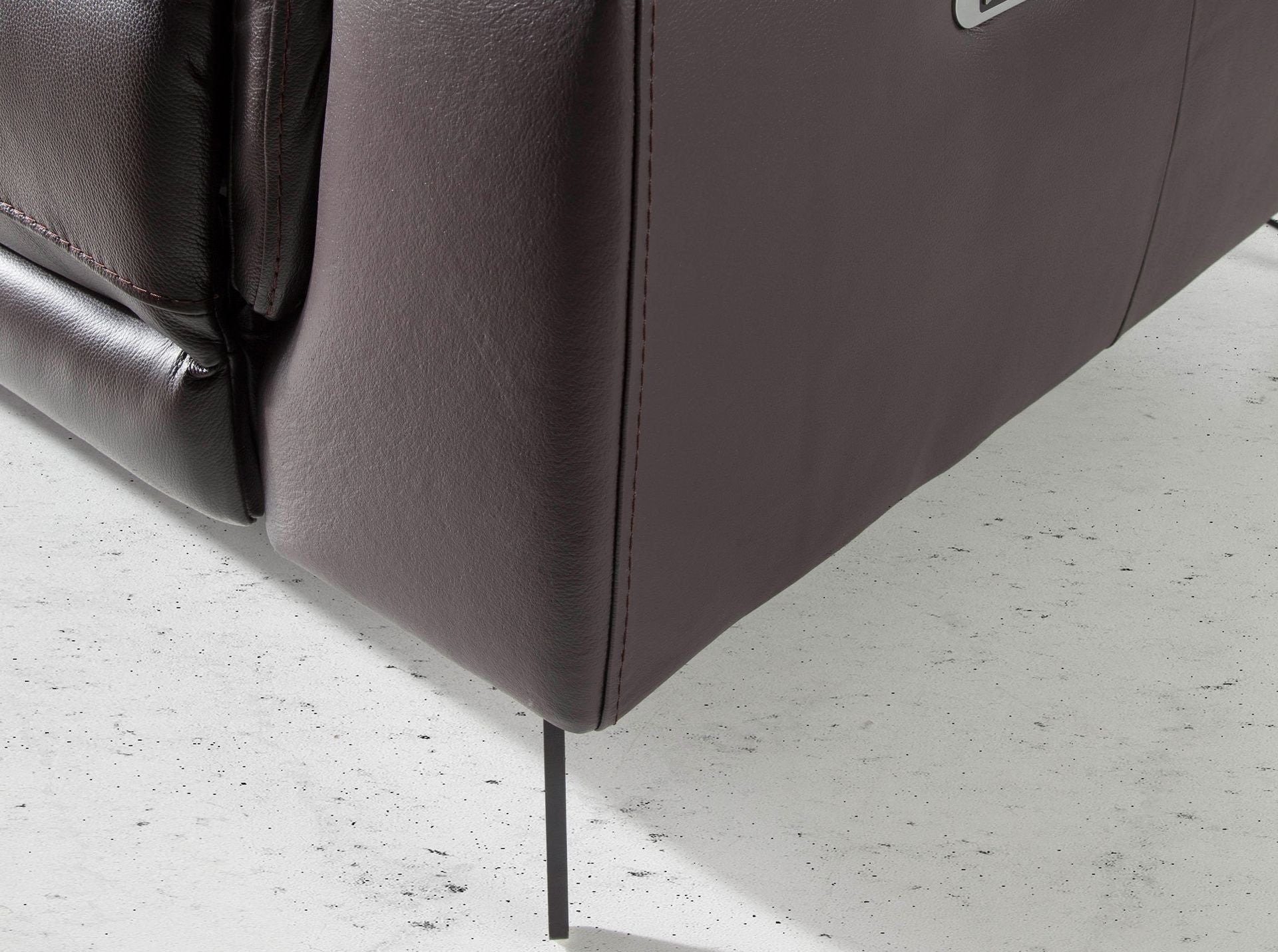 Divano relax a 3 posti in pelle marrone cioccolato