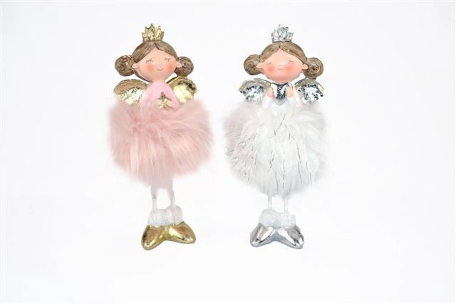 Bambolina Bambola Decorativo Natalizio con Luce 22 cm 2 Colori