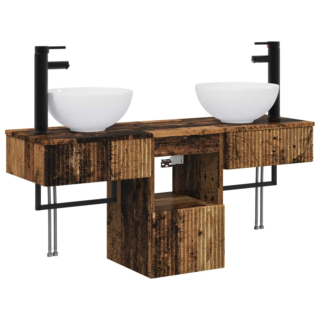 Set di mobili per il bagno 3 pz Legno antico 3405585