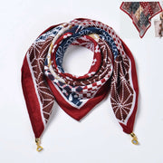 Sciarpa quadrata in cotone e lino/sciarpa di seta da donna con chiusura magnetica, versatile per la primavera e l'autunno, scaldacollo/sciarpa triangolare/sciarpa autunnale.