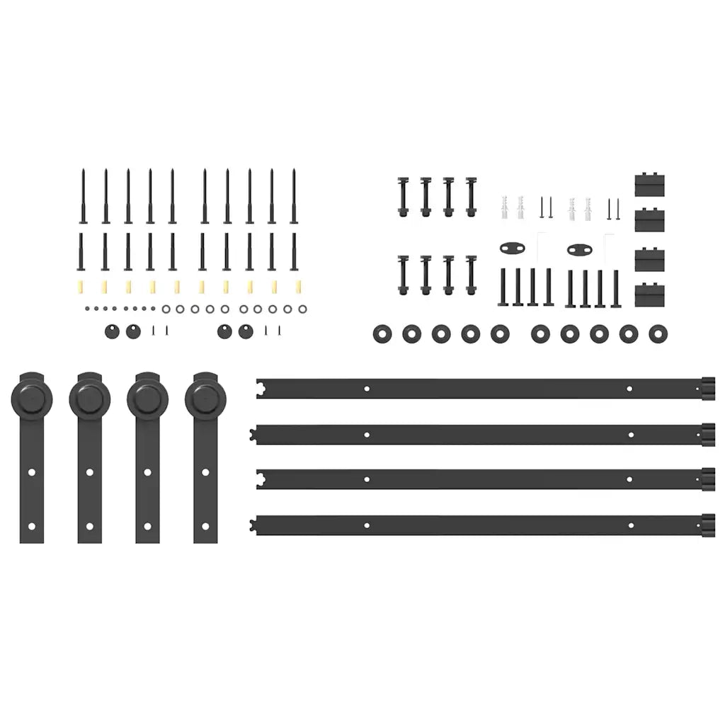 Kit di Binari per Porte Scorrevoli 183 cm Acciaio Nero CFW6057181