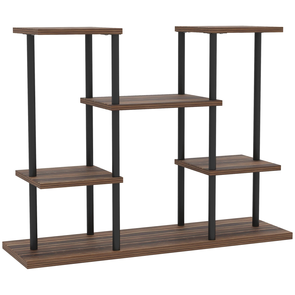 Portapiante a 4 livelli in legno di abete e metallo, 80x24x61,5 cm, colore antracite