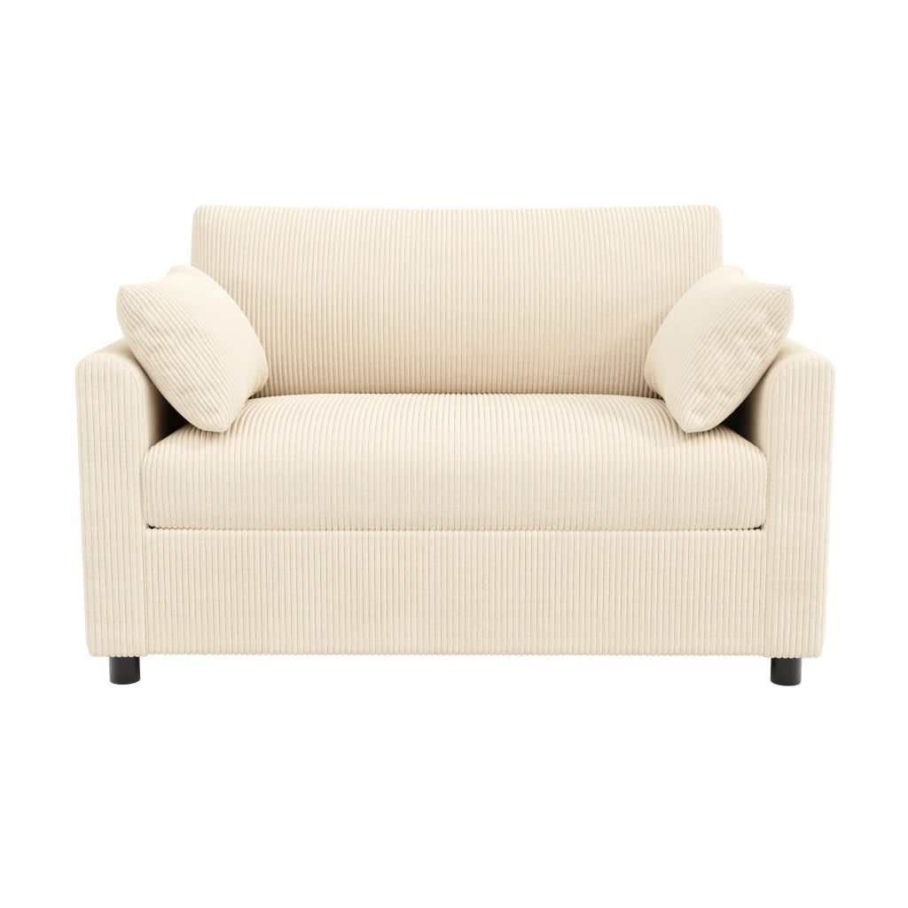 Divano letto 2 posti estraibile con USB; tavolino pieghevole e cuscini; beige