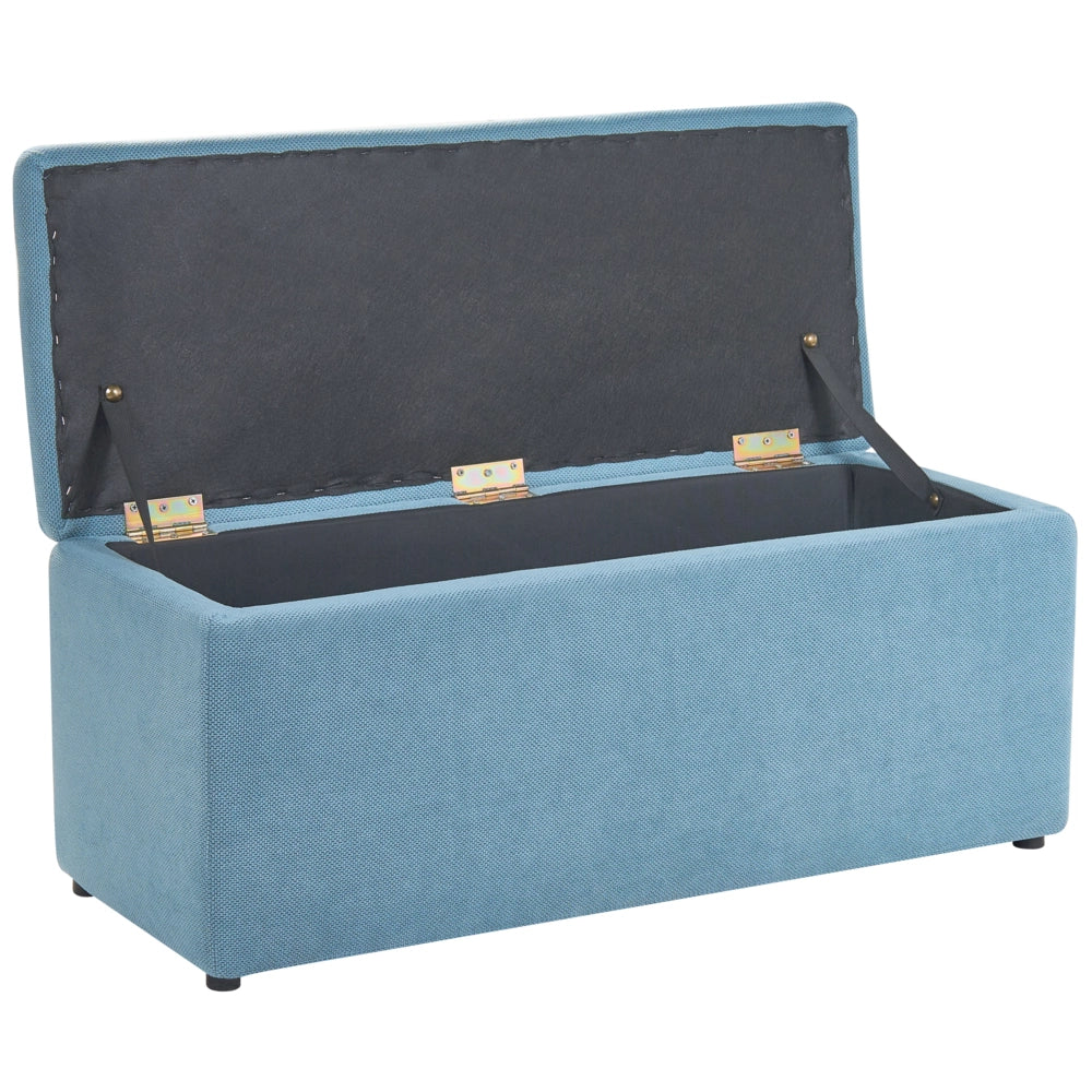 Ottomana blu 100 x 42 x 40 cm in tessuto poliestere Poggiapiedi imbottito Soggiorno Stile Moderno