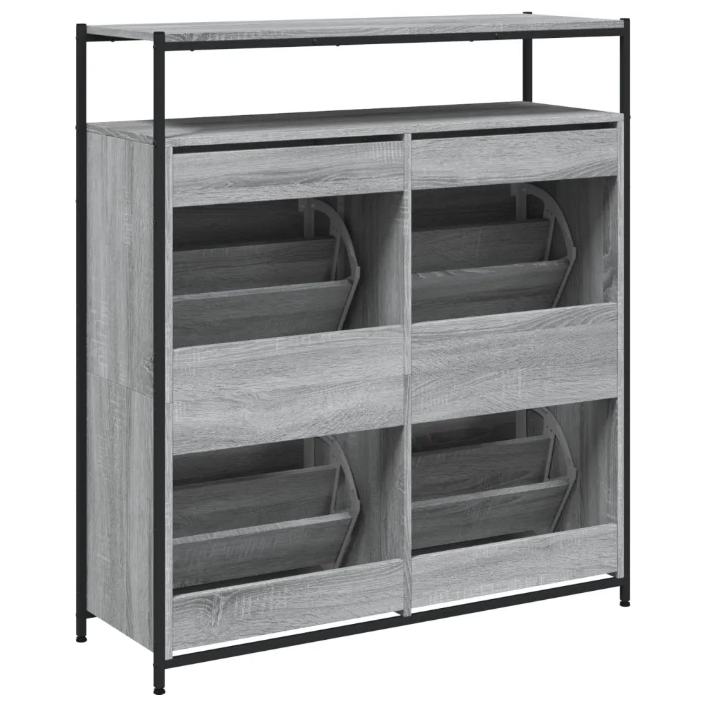 Scarpiera | Mobile per scarpe 4 Cassetti Ribaltabili Grigio Sonoma 100x34x112 cm