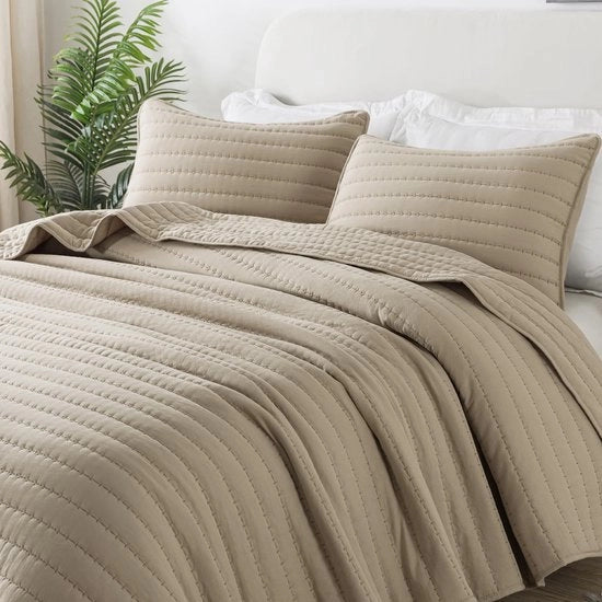 Bedsprei 220x240 cm, Deken Gezelligo, Quilt Ultrazatto per Tutti gli Anni, Deken per Divano di Microvezel (senza Cappuccio) - Beige