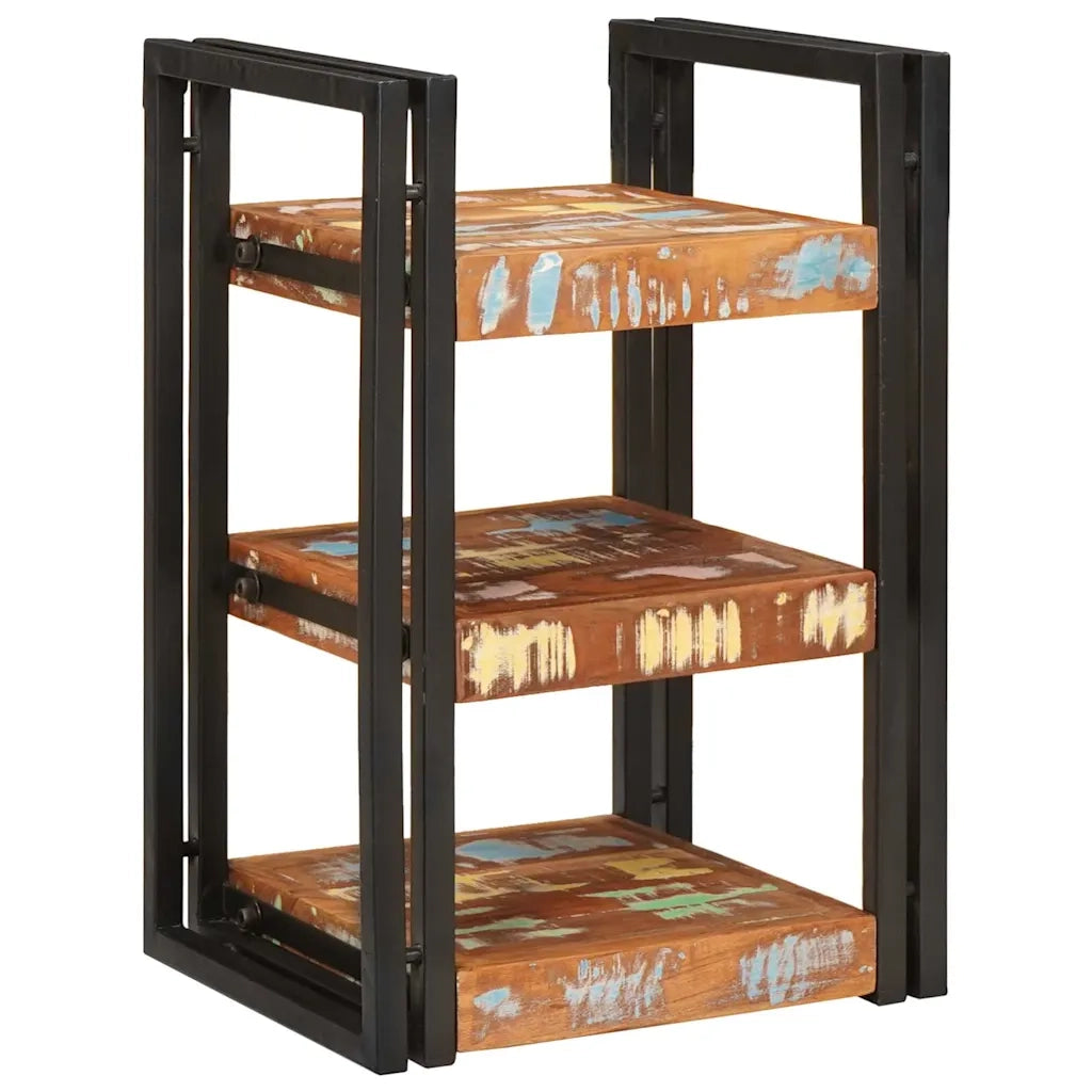 Comodino-Tavolino da notte Marrone e nero 38 x 33 x 58 cm Legno Solido Recuperato