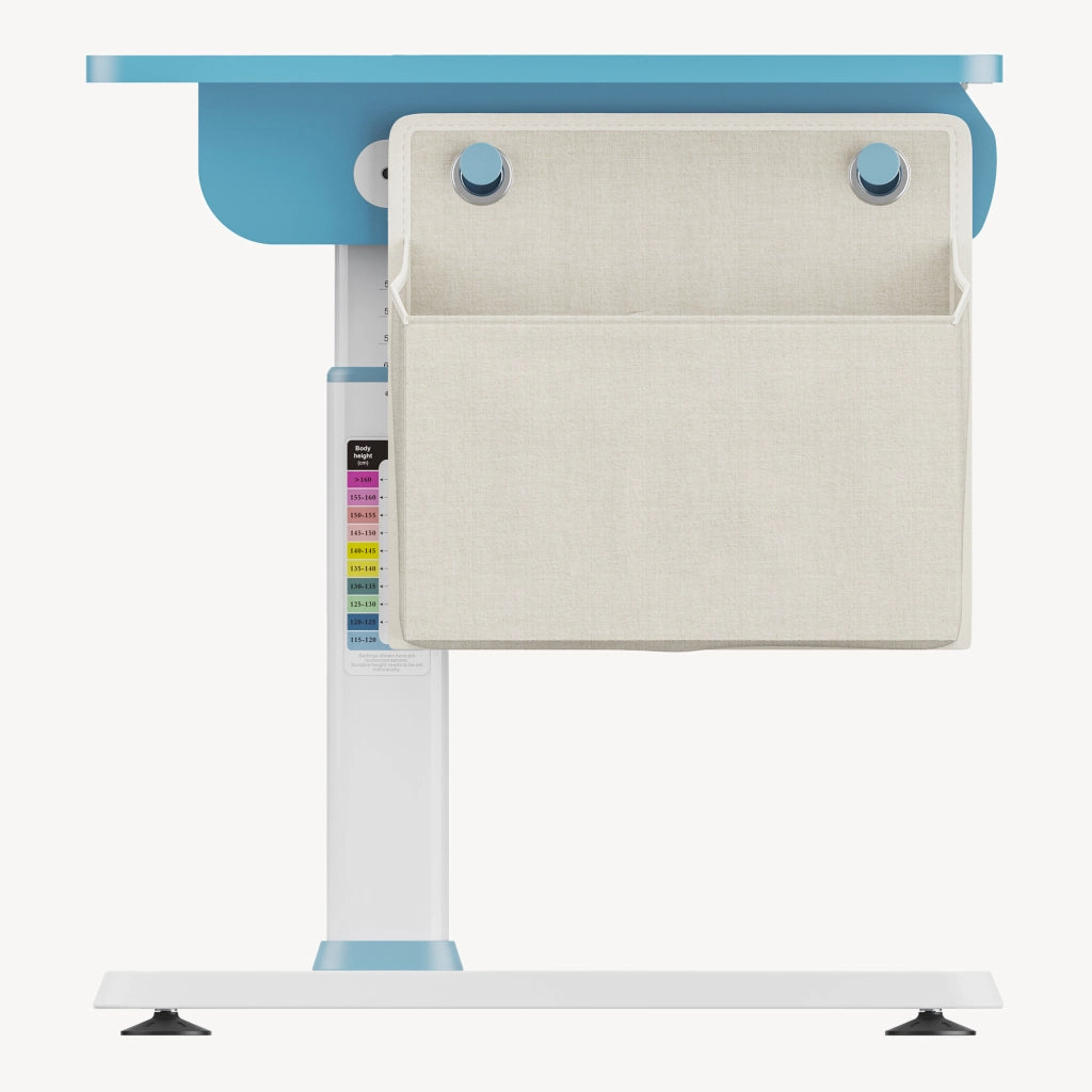 Scrivania Kuosa per Cameretta Regolabile in Altezza con Piano 120 x 60 cm e Cassetto - Azzurro/Bianco [en.casa]
