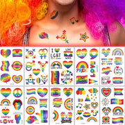 Tatuaggi Arcobaleno - 10 foglie per adulti e bambini - Progress Pride - Sticker LGBTQ - Sticker temporaneo LGBTQ - Tatuaggi Lesbiche