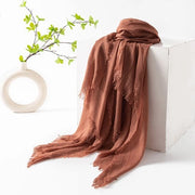 Sjaal estivo per donne, lenti e estivi, colori uniformi, protezione solare, ombrelloni, sjaal per donna, sciarpe per capelli, grande sjaal leggera per il mare di seta 74”×39” - Arancione Marrone - 190*100cm