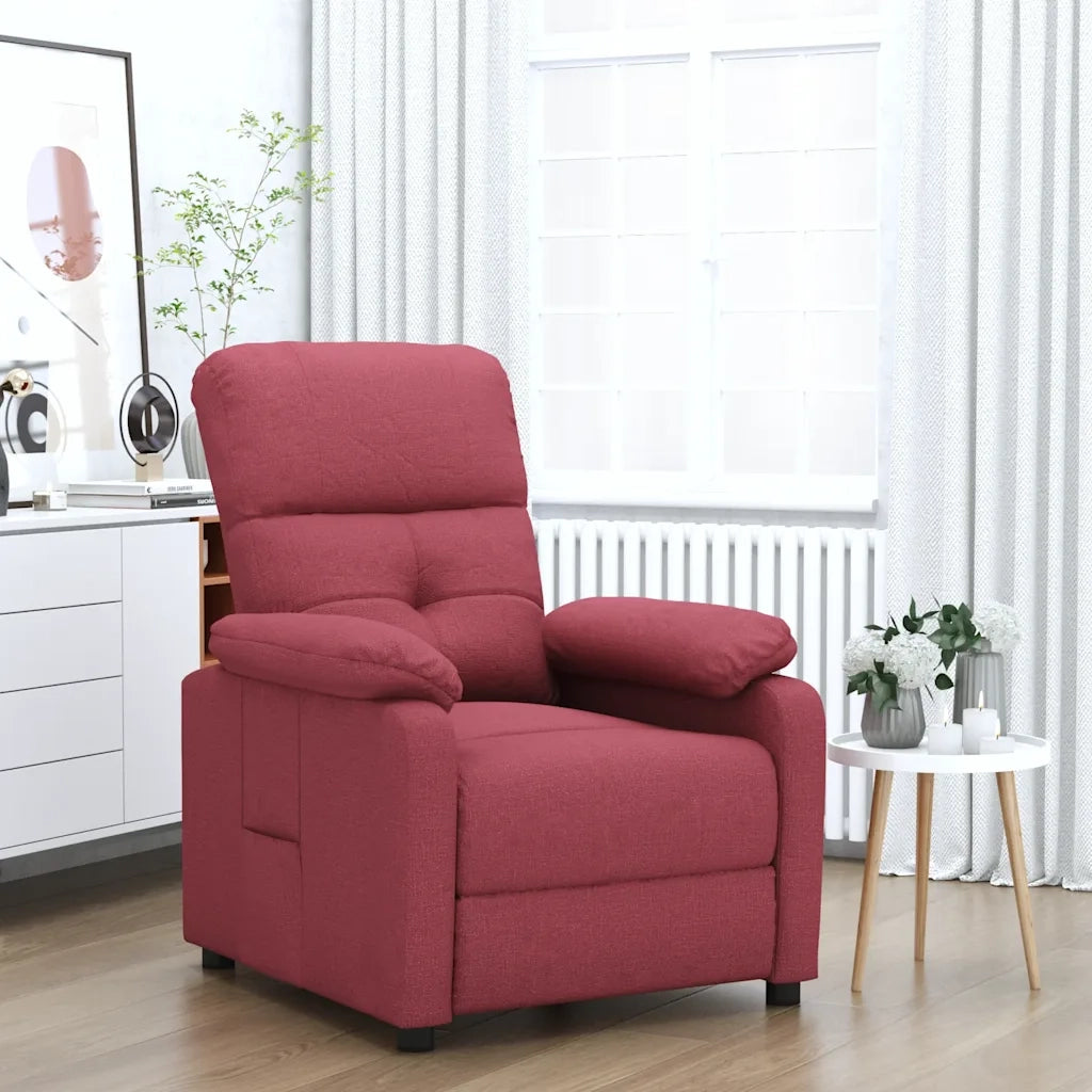 Poltrona | Sedia Relax Reclinabile in Tessuto Rosso Vino