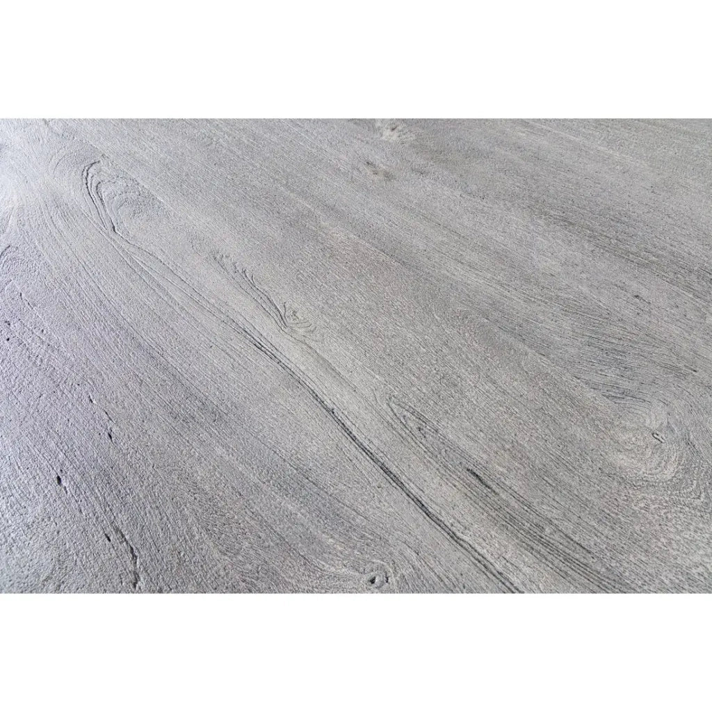 Table SILVA – Legno di mango grigio e metallo nero – 80 cm – Forma rotonda – Stile contemporaneo