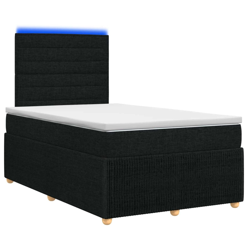 Letto Box Spring LED con Materasso Nero 120 x 200 cm Tessuto 3455827