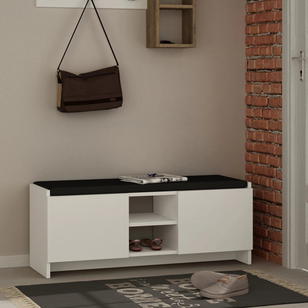 Scarpiera in legno "Zulla" - 110 x 37 x 43 cm - Bianco