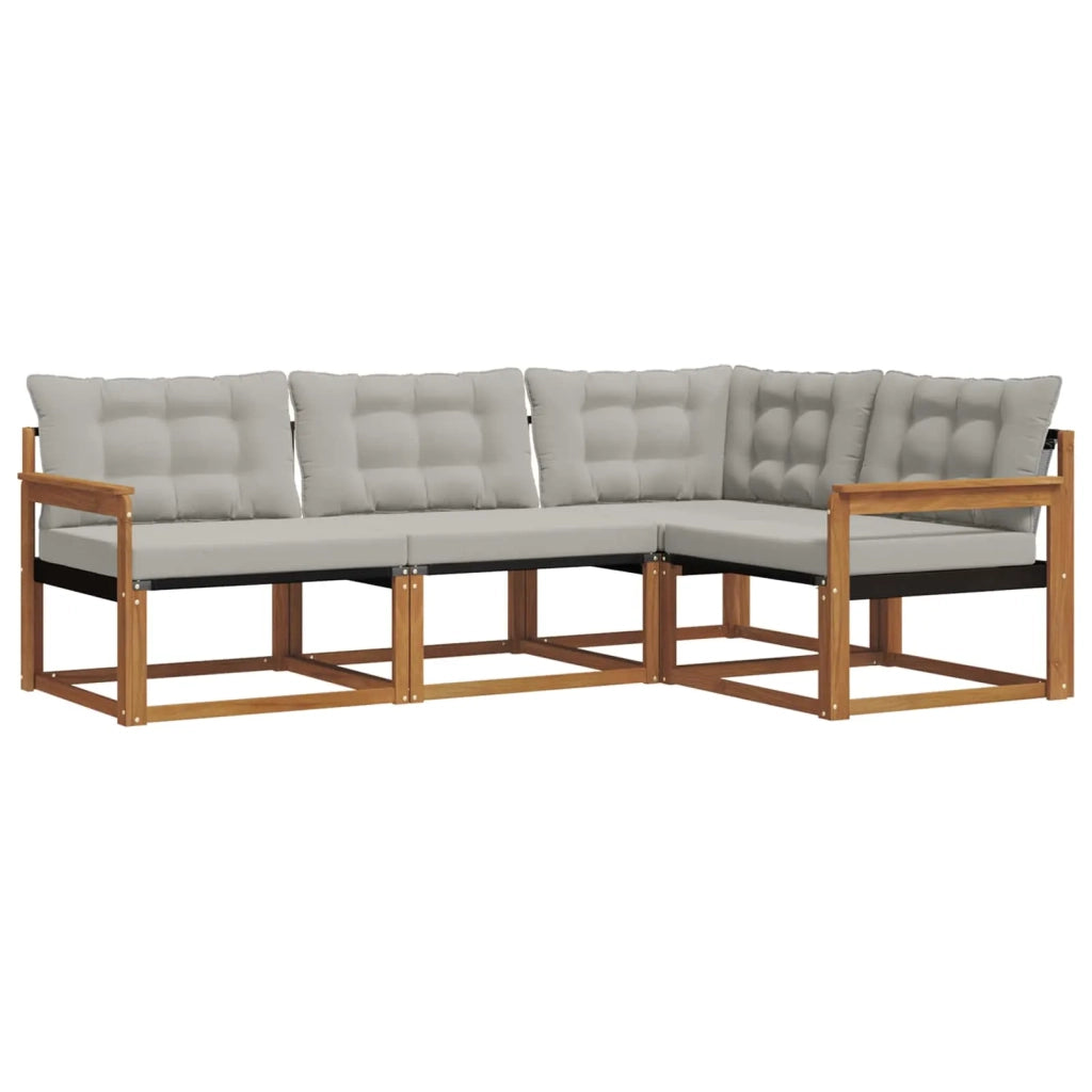 Set di divani da esterno 4 pcs Grigio Naturale e Chiaro