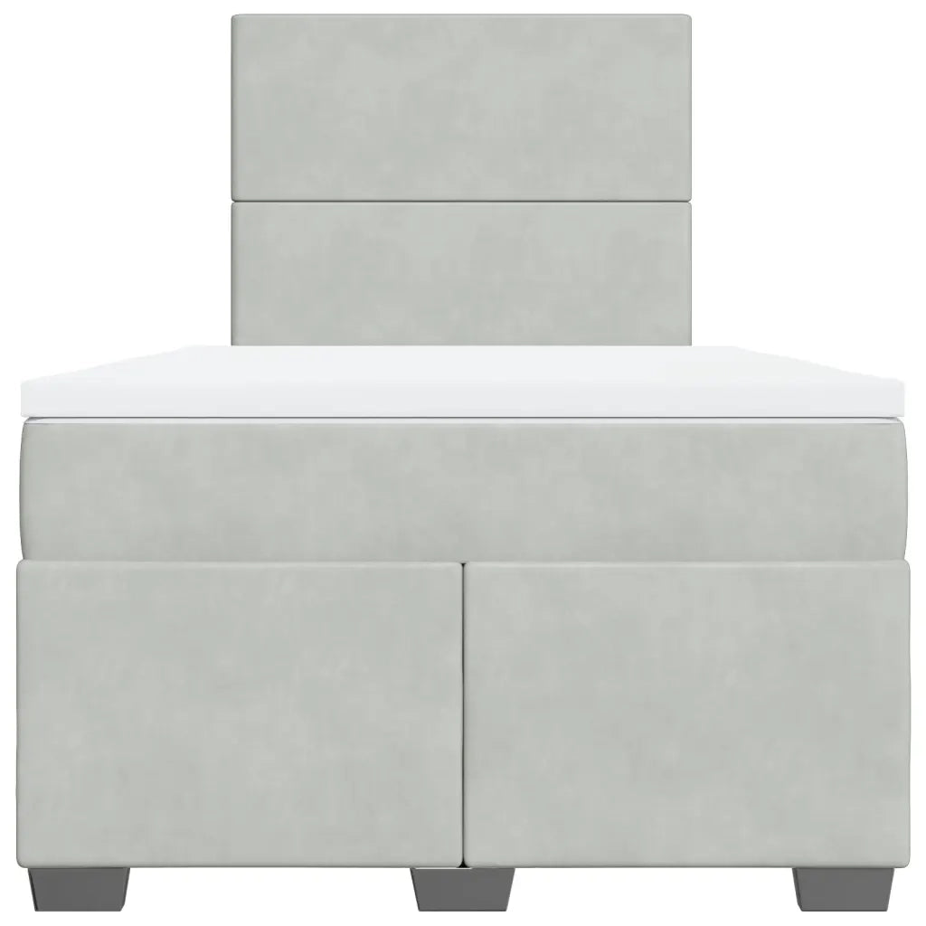 Giroletto a Molle con Materasso Grigio Chiaro 120x190cm Velluto