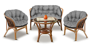 AIO FACTORY Set da giardino 2x122x40cm Cuscini grigi impermeabili per mobili in rattan