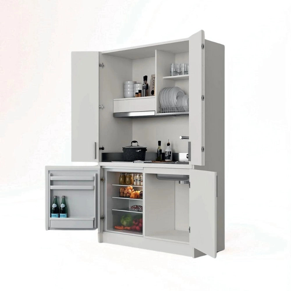 Cucina a scomparsa completa di elettrodomestici Fold bianco 125