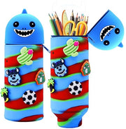 Etui in Silicona con Disegno di Squalo, Scegli tra 18 Progetti, Borsa di Silicona morbida 2-in-1, Etui per Ragazzi e Ragazze, 18,5 cm di Altezza, con Cinturino e Espandibile