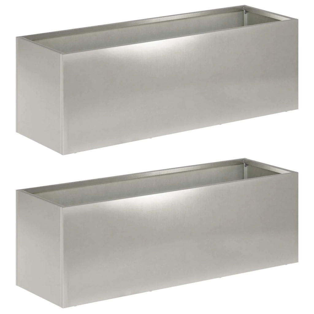 Vaso da giardino 2 pz Argento 60 x 20 x 20 cm Acciaio Inox 8005157