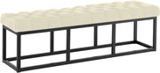 Panca design AMUN in metallo nero opaco e tessuto crema,150 cm