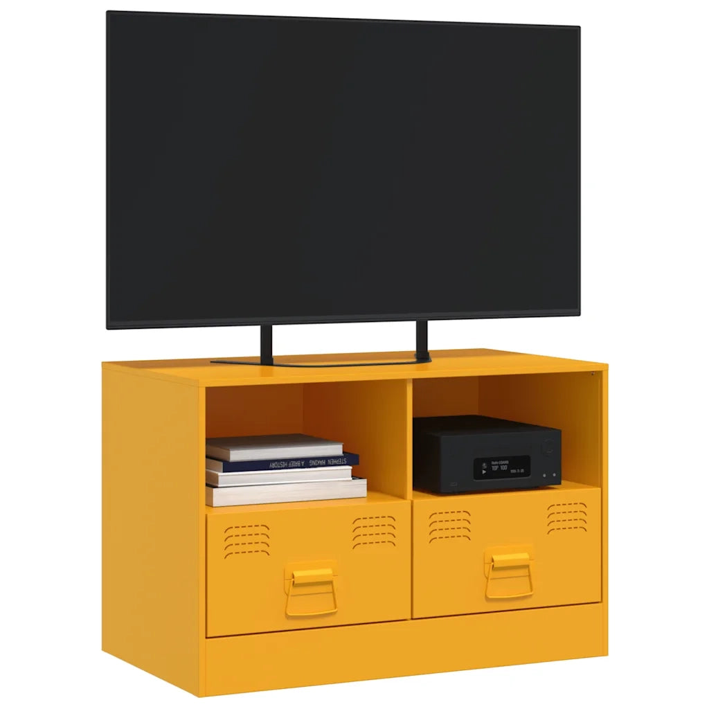 Mobili TV 2 pz Giallo Senape 67x39x44 cm in Acciaio 841745