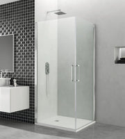 Box doccia angolare OPEN 2 porte battenti 70x70 cm nero trasparente