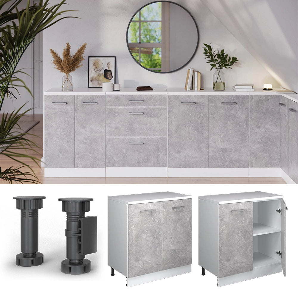 Mobile per mansarda Rion Calcestruzzo/Bianco 80 x 83.8 cm senza inclinazione con 2 ante Vicco