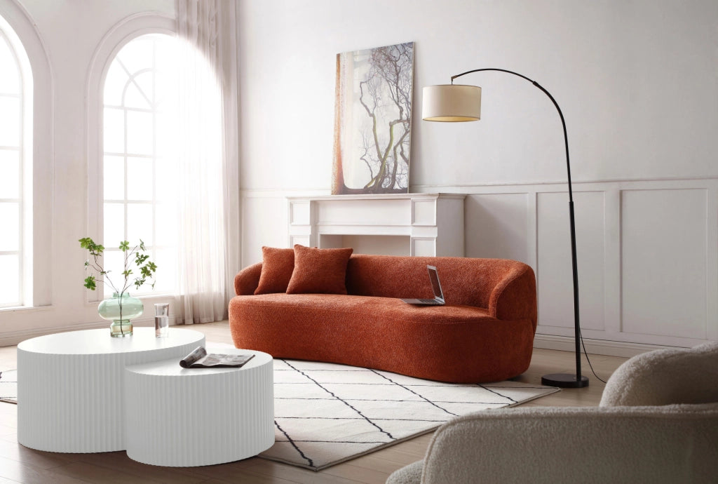 Set di 2 tavolini da salotto ad incastro in MDF bianco; ?60 e ?40 cm