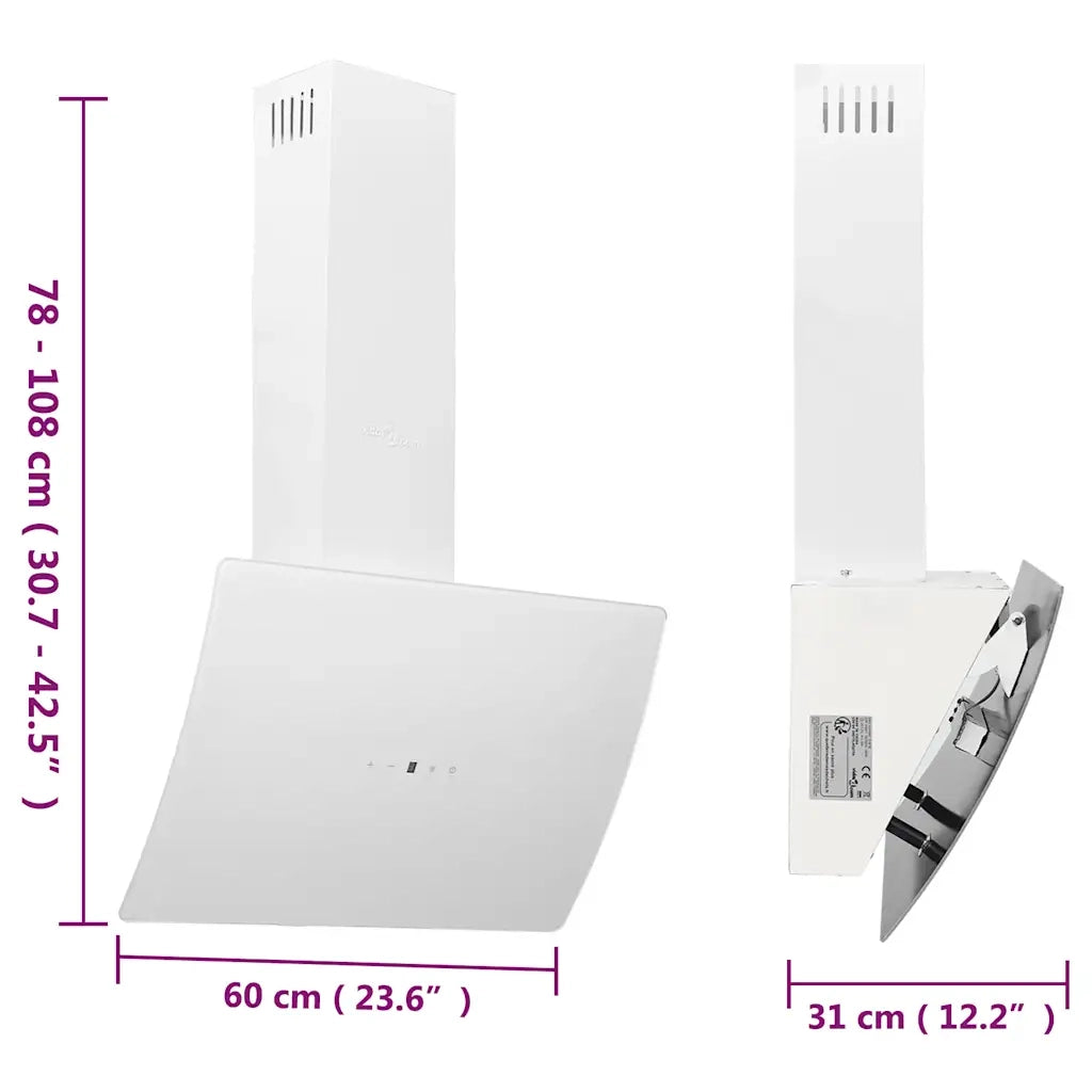 Cappa a Parete 60 cm in Acciaio e Vetro Temperato Bianco CFW6132563