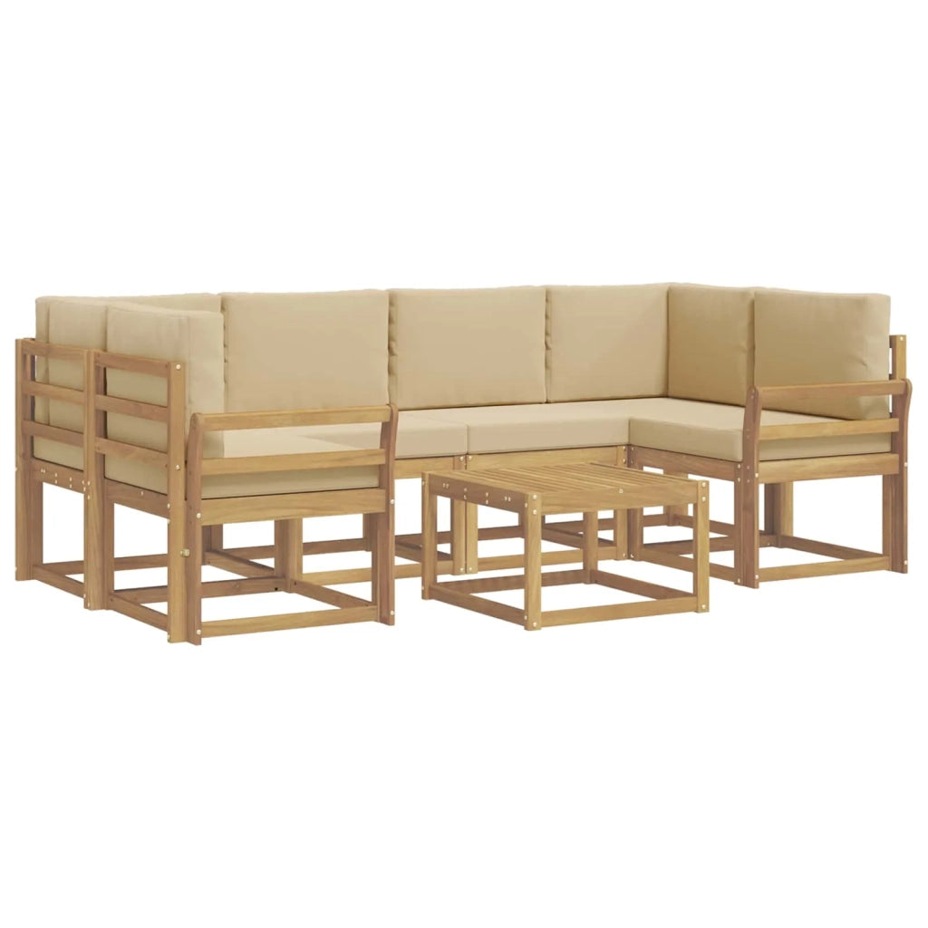 Set di divani da esterno 7 pz Bianco e Beige 3387317